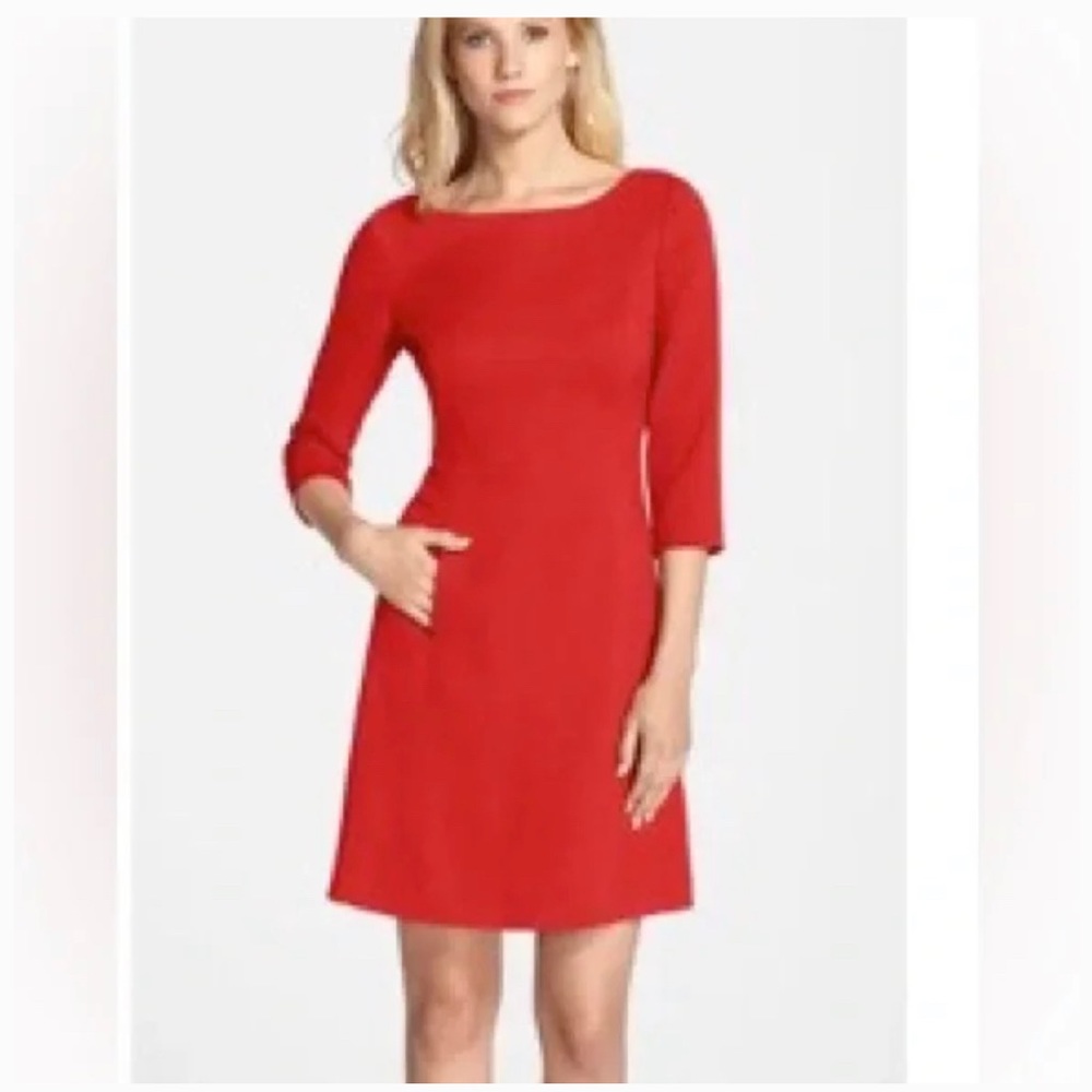 NWOT Vince Camuto Red Quarter Sleeves Dress Office Formal Business Party Wedding